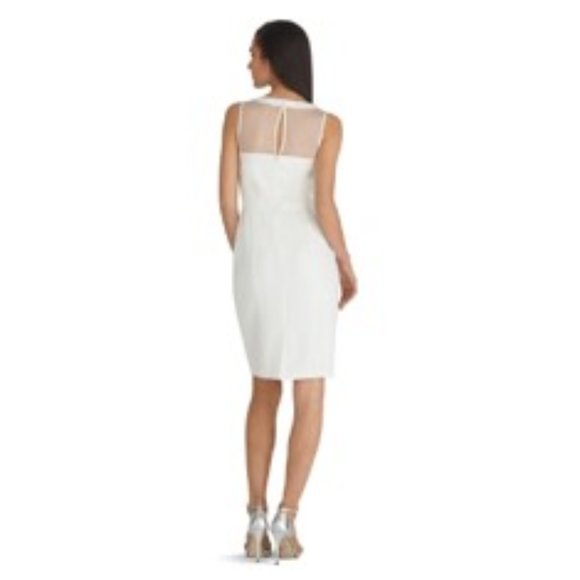 White House Black Market Sleeveless Mesh Iconic White Sheath Dress Size 4 - Picture 6 of 14